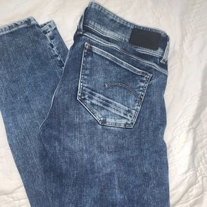 G Star Raw Denim Dark/Light Wash Mid Skimny Lynn 27W 32L